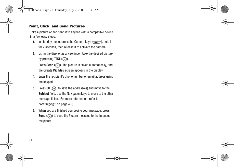 Point, click, and send pictures | Samsung SCH-R460NBAXAR User Manual | Page 74 / 148