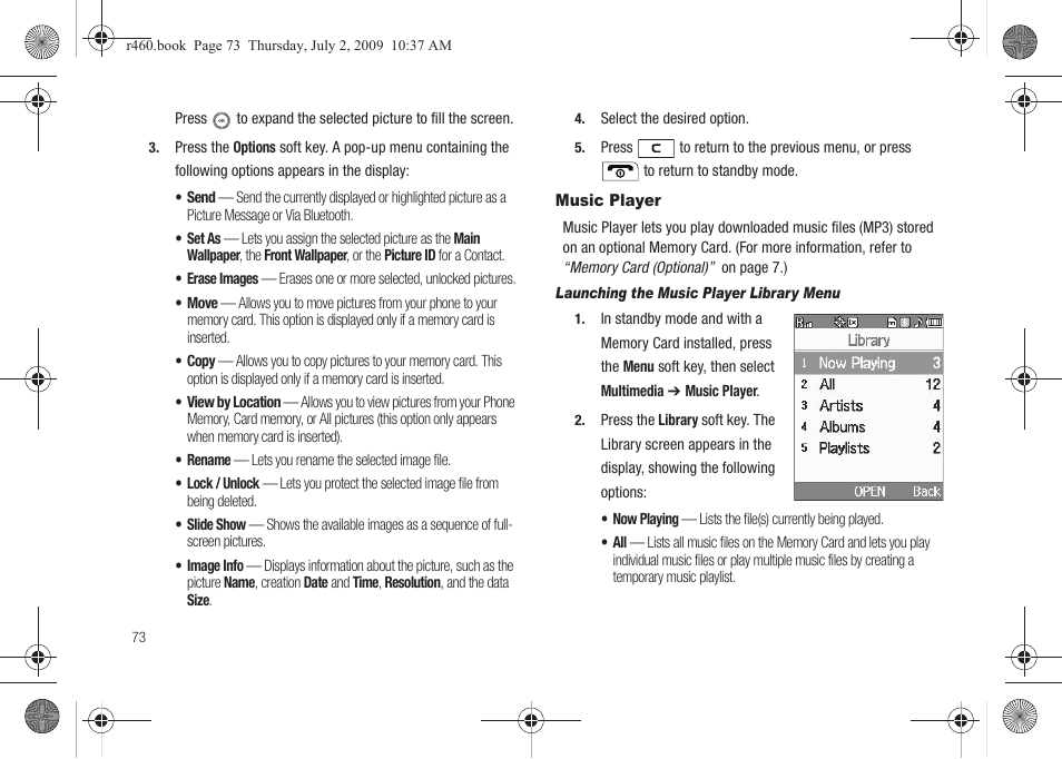 Music player | Samsung SCH-R460NBAXAR User Manual | Page 76 / 148