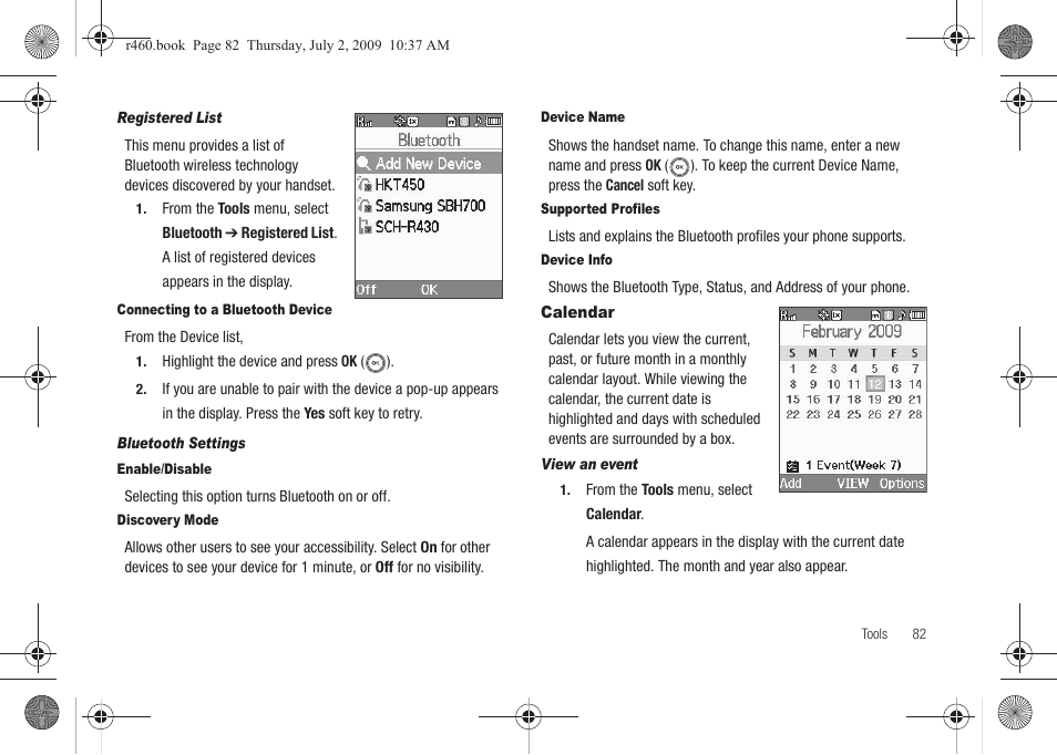 Calendar | Samsung SCH-R460NBAXAR User Manual | Page 85 / 148