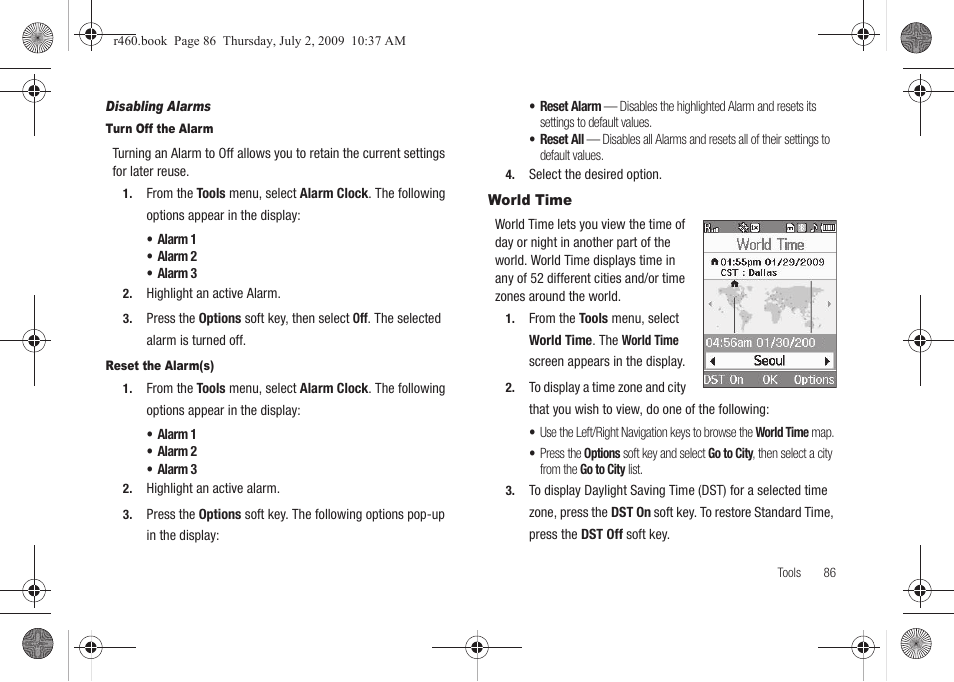 World time | Samsung SCH-R460NBAXAR User Manual | Page 89 / 148