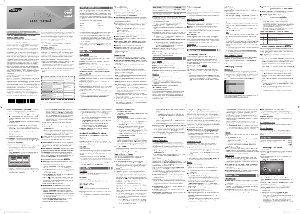 Samsung UN60EH6002FXZA User Manual | 2 pages