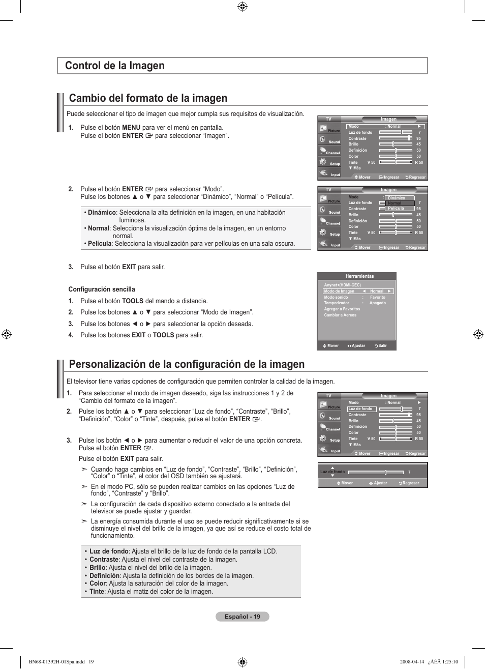 Cambio del formato de la imagen | Samsung LN32A540P2DXZA User Manual | Page 89 / 137