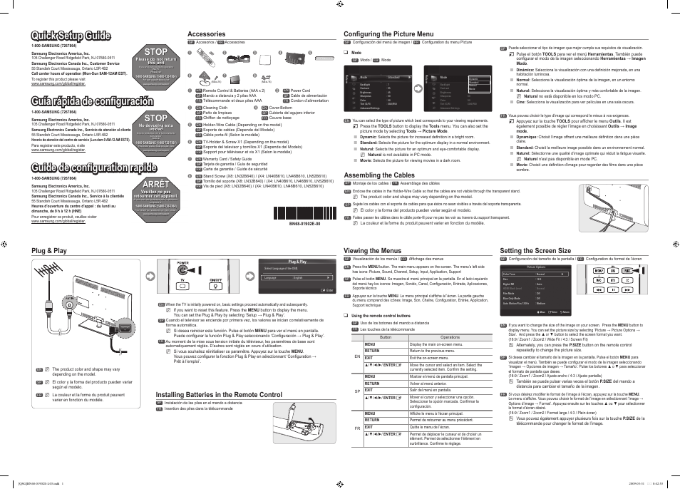 Samsung LN46B610A5FUZA User Manual | 2 pages