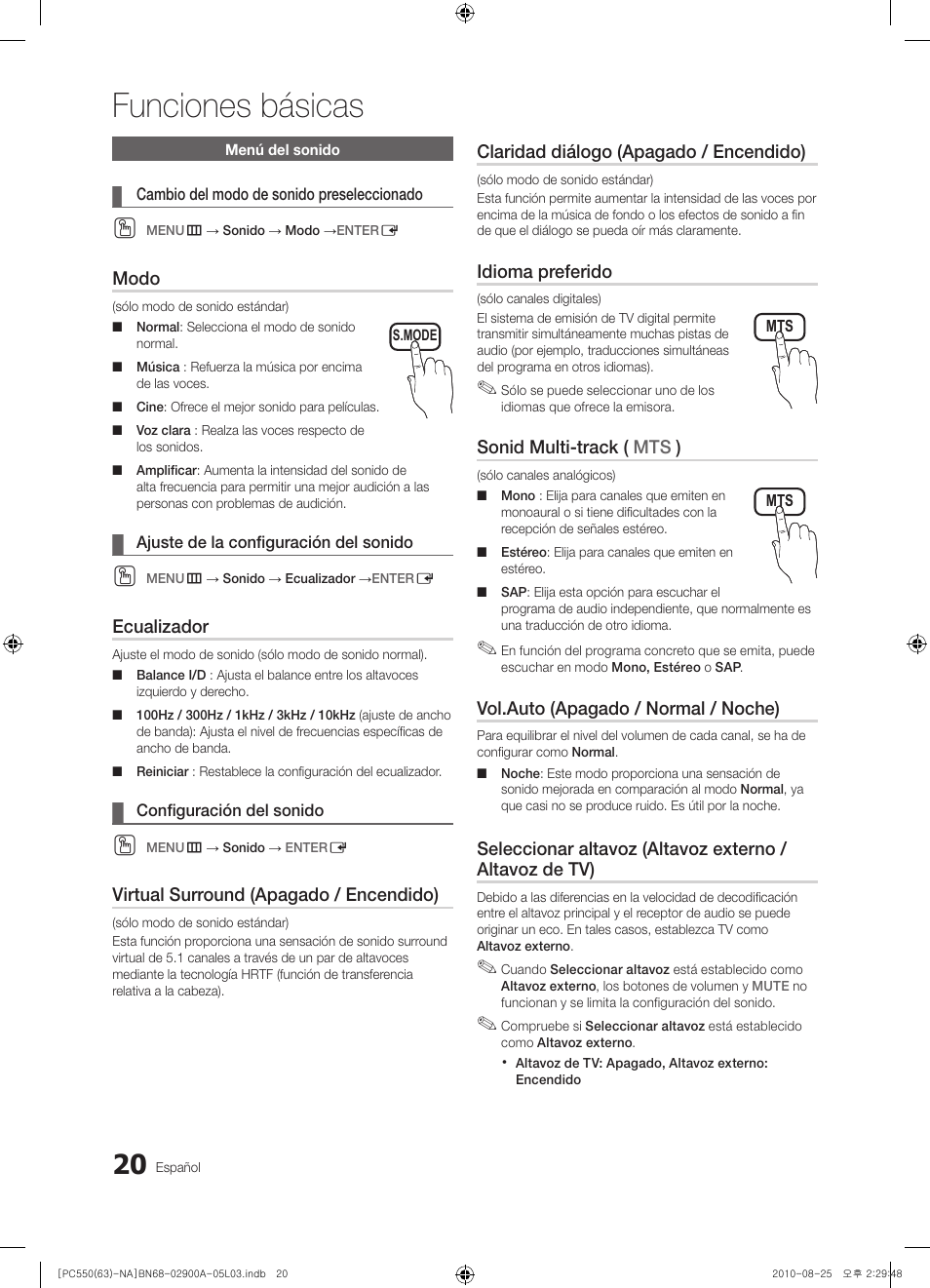 Funciones básicas | Samsung PN63C590G4FXZA User Manual | Page 74 / 163