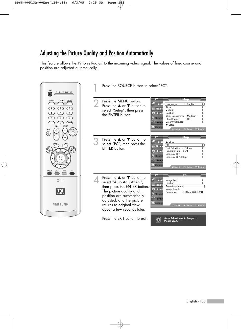 Samsung HLR5078WX-XAC User Manual | Page 133 / 144