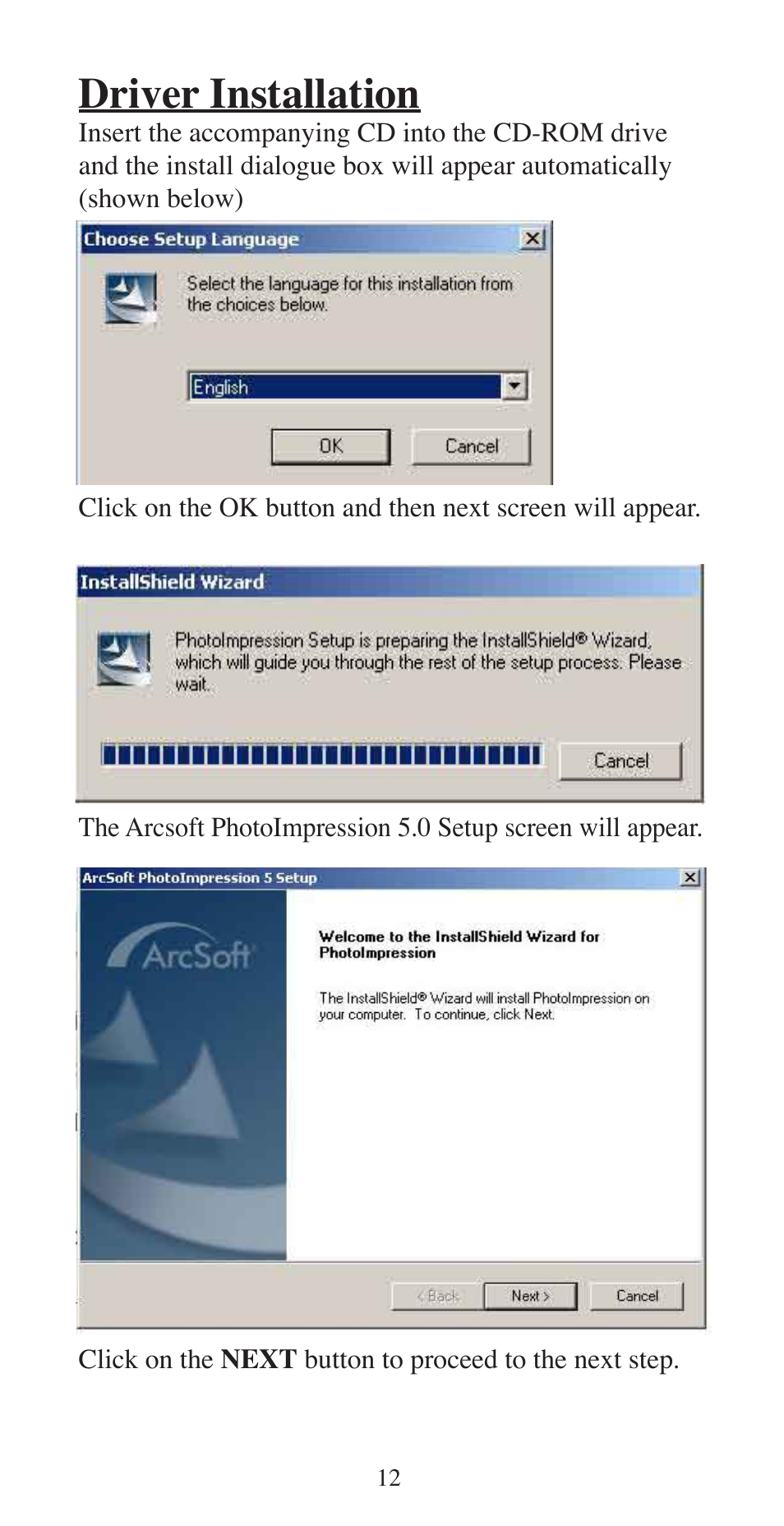 Driver installation | Argus Camera ARGUS QC-3195B User Manual | Page 12 / 20