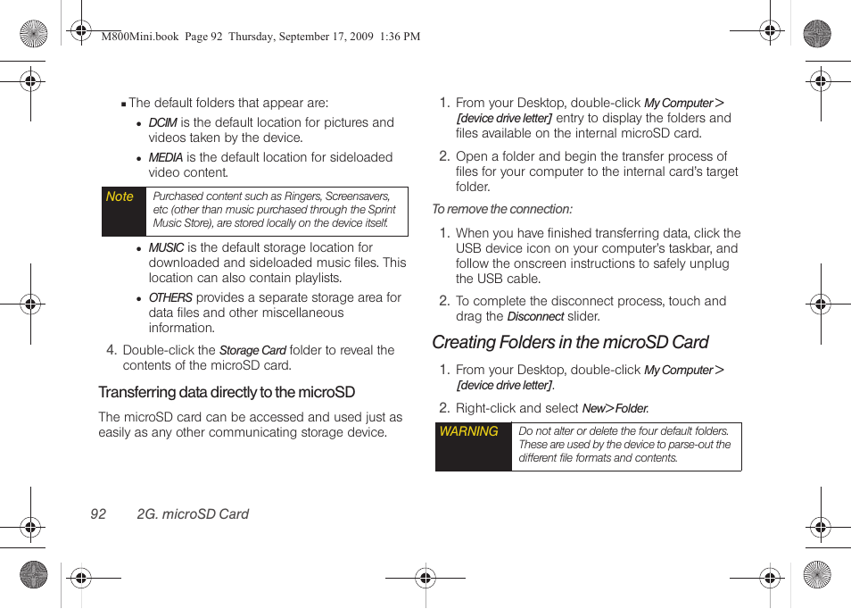 Creating folders in the microsd card | Samsung SPH-M810HAASPR User Manual | Page 104 / 235