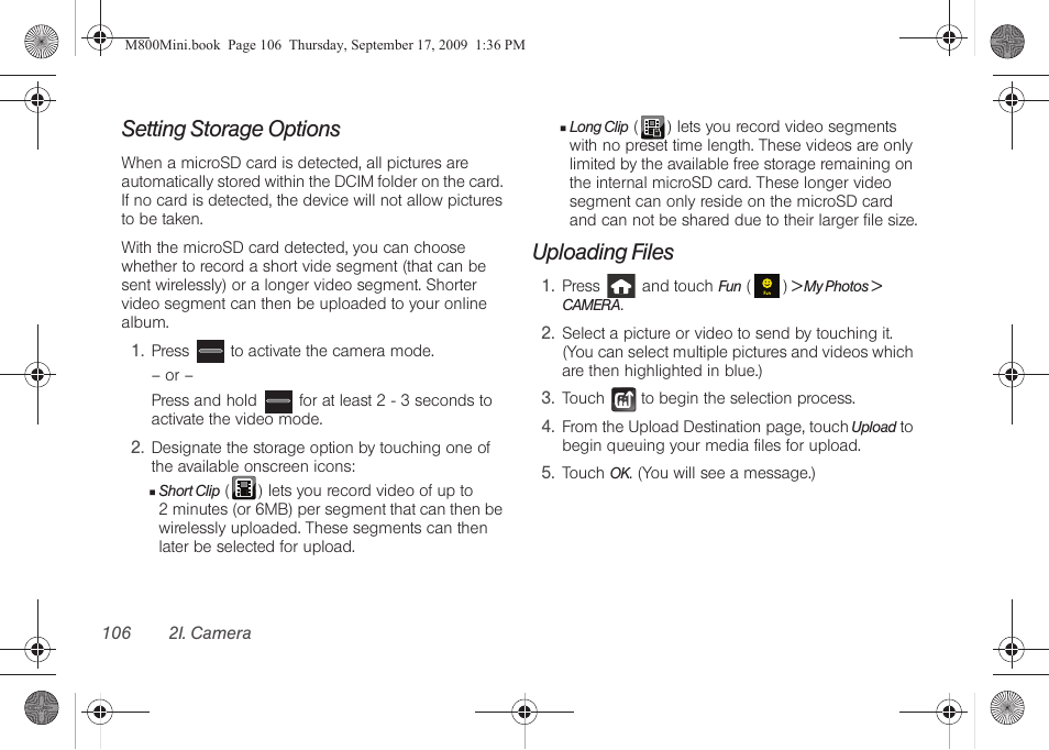 Setting storage options, Uploading files | Samsung SPH-M810HAASPR User Manual | Page 118 / 235