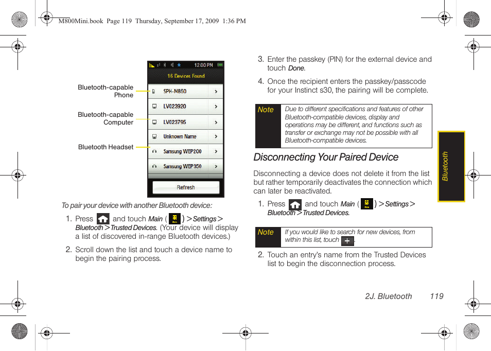 Disconnecting your paired device | Samsung SPH-M810HAASPR User Manual | Page 131 / 235