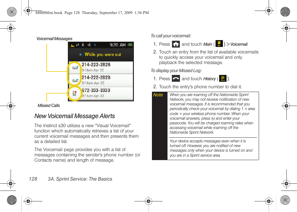 New voicemail message alerts | Samsung SPH-M810HAASPR User Manual | Page 140 / 235