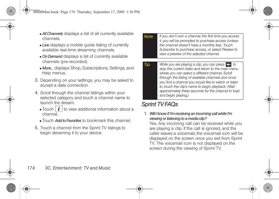 Sprint tv faqs | Samsung SPH-M810HAASPR User Manual | Page 186 / 235