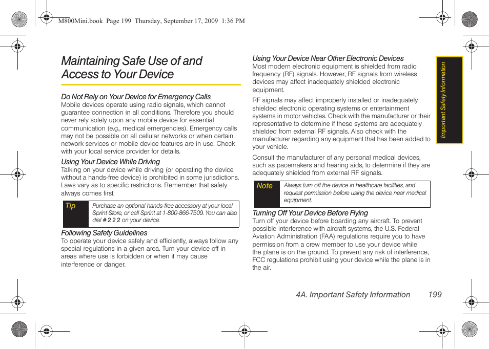 Maintaining safe use of and access to your device, Maintaining safe use of and access to, Your device | Maintaining safe use of and, Access to your device | Samsung SPH-M810HAASPR User Manual | Page 211 / 235