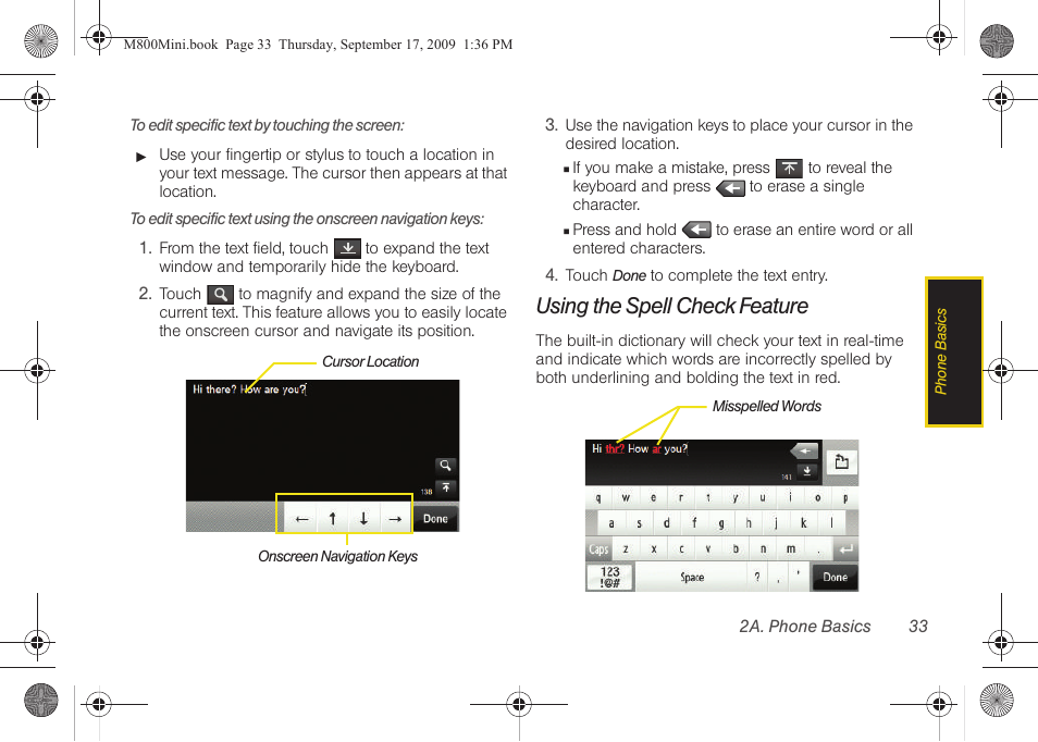 Using the spell check feature | Samsung SPH-M810HAASPR User Manual | Page 45 / 235