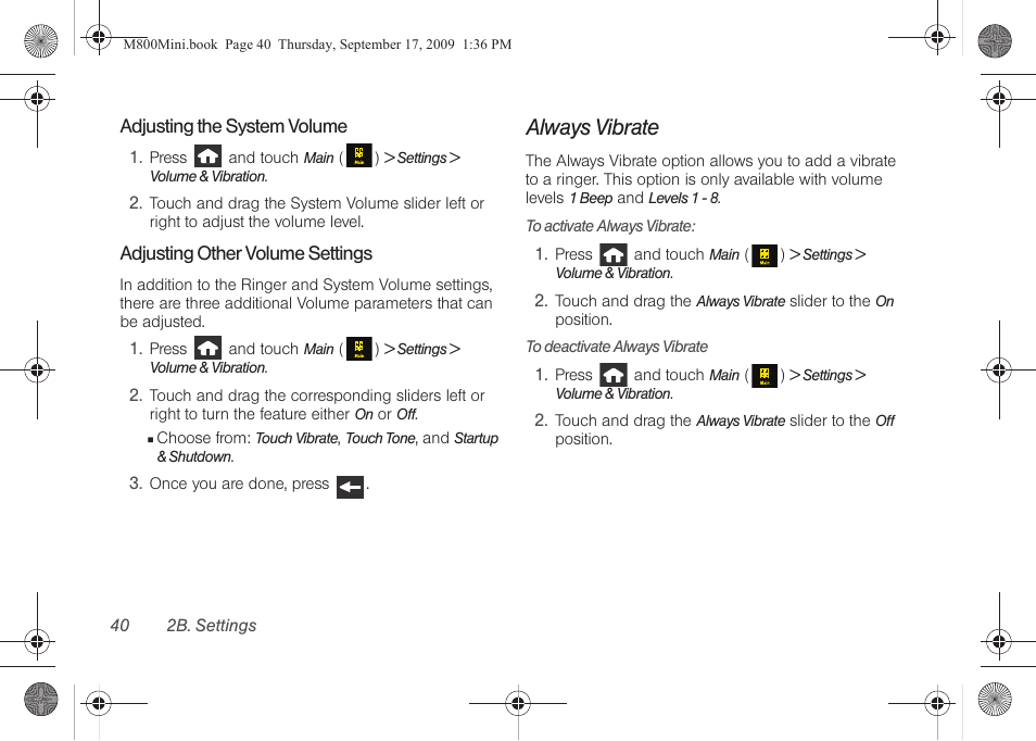 Always vibrate | Samsung SPH-M810HAASPR User Manual | Page 52 / 235