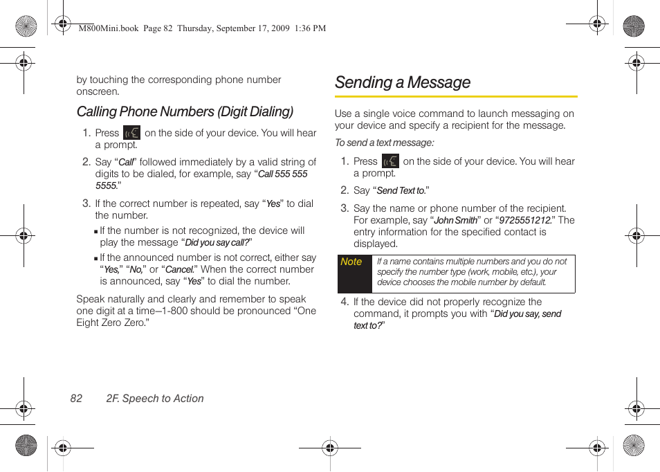 Calling phone numbers (digit dialing), Sending a message | Samsung SPH-M810HAASPR User Manual | Page 94 / 235