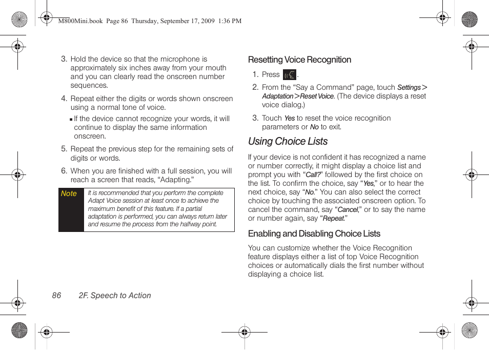 Using choice lists | Samsung SPH-M810HAASPR User Manual | Page 98 / 235