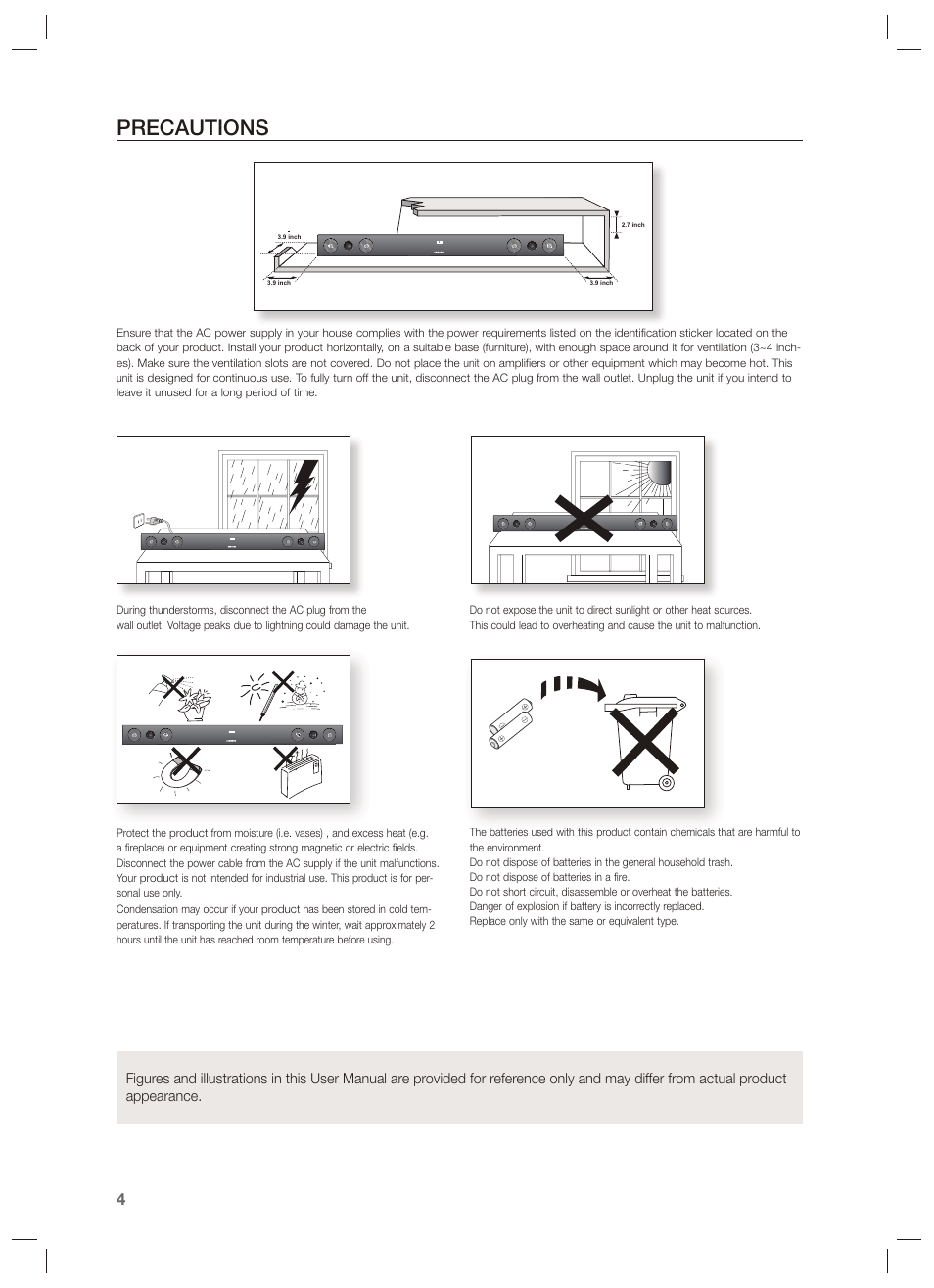Precautions | Samsung HW-F450-ZA User Manual | Page 4 / 25