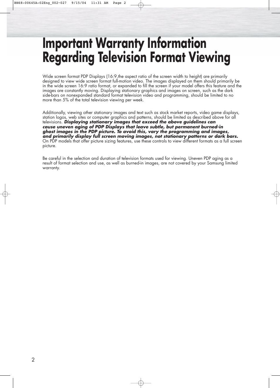 Samsung HPP5071X-XAC User Manual | Page 2 / 116