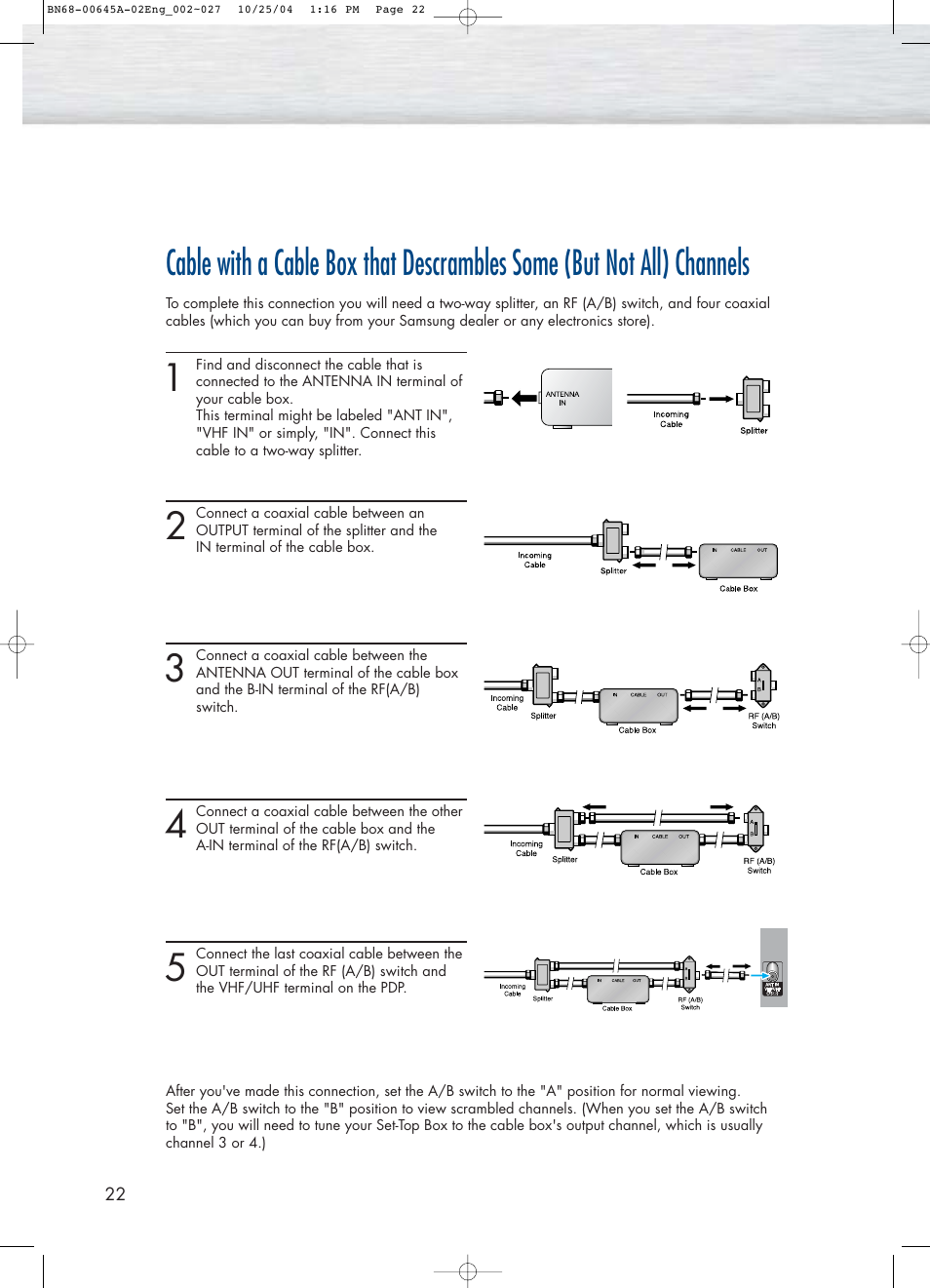 Samsung HPP5071X-XAC User Manual | Page 22 / 116