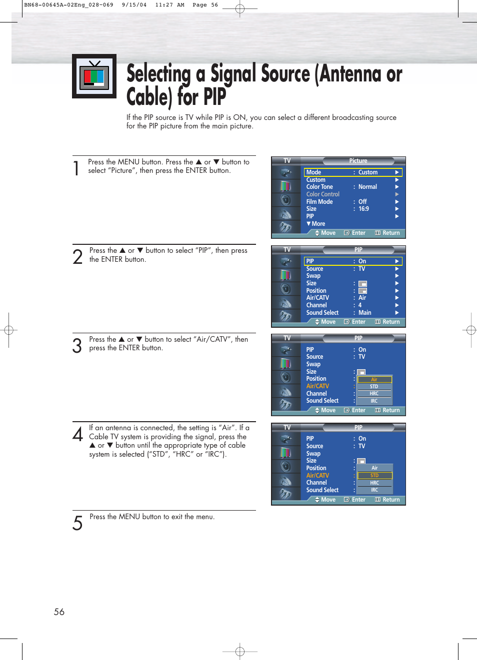 Samsung HPP5071X-XAC User Manual | Page 56 / 116