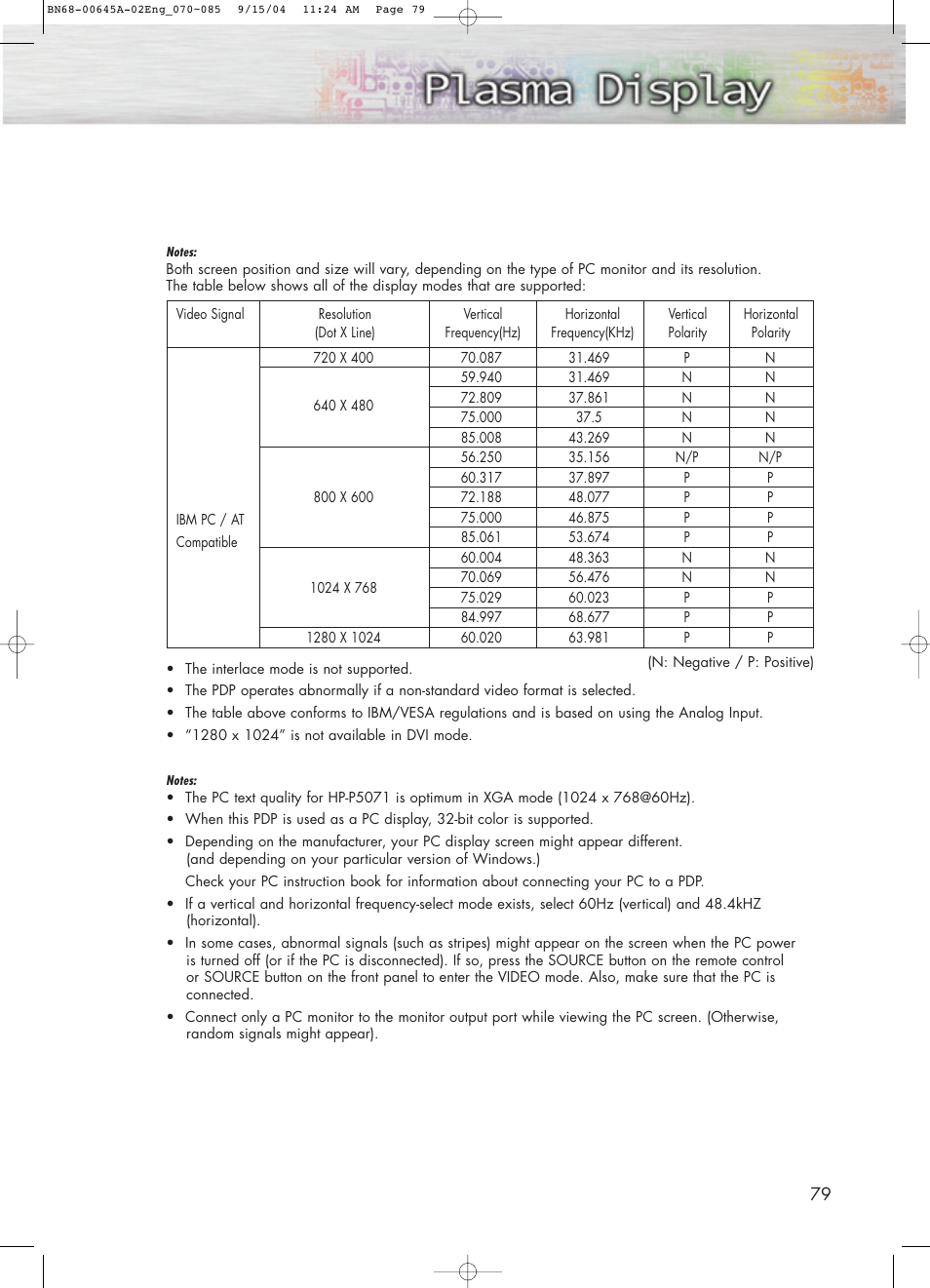 Samsung HPP5071X-XAC User Manual | Page 79 / 116