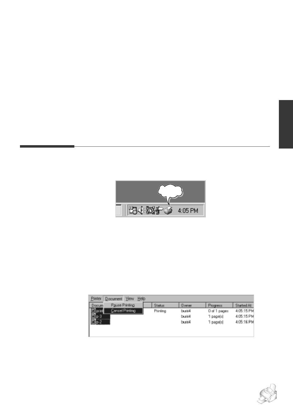 Canceling a print job, Printing | Samsung SF-5100PI-XAA User Manual | Page 32 / 108