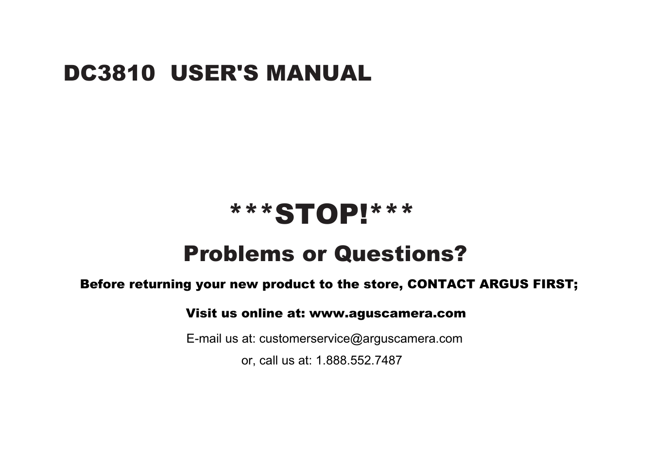 Argus Camera DC3810 User Manual | 164 pages