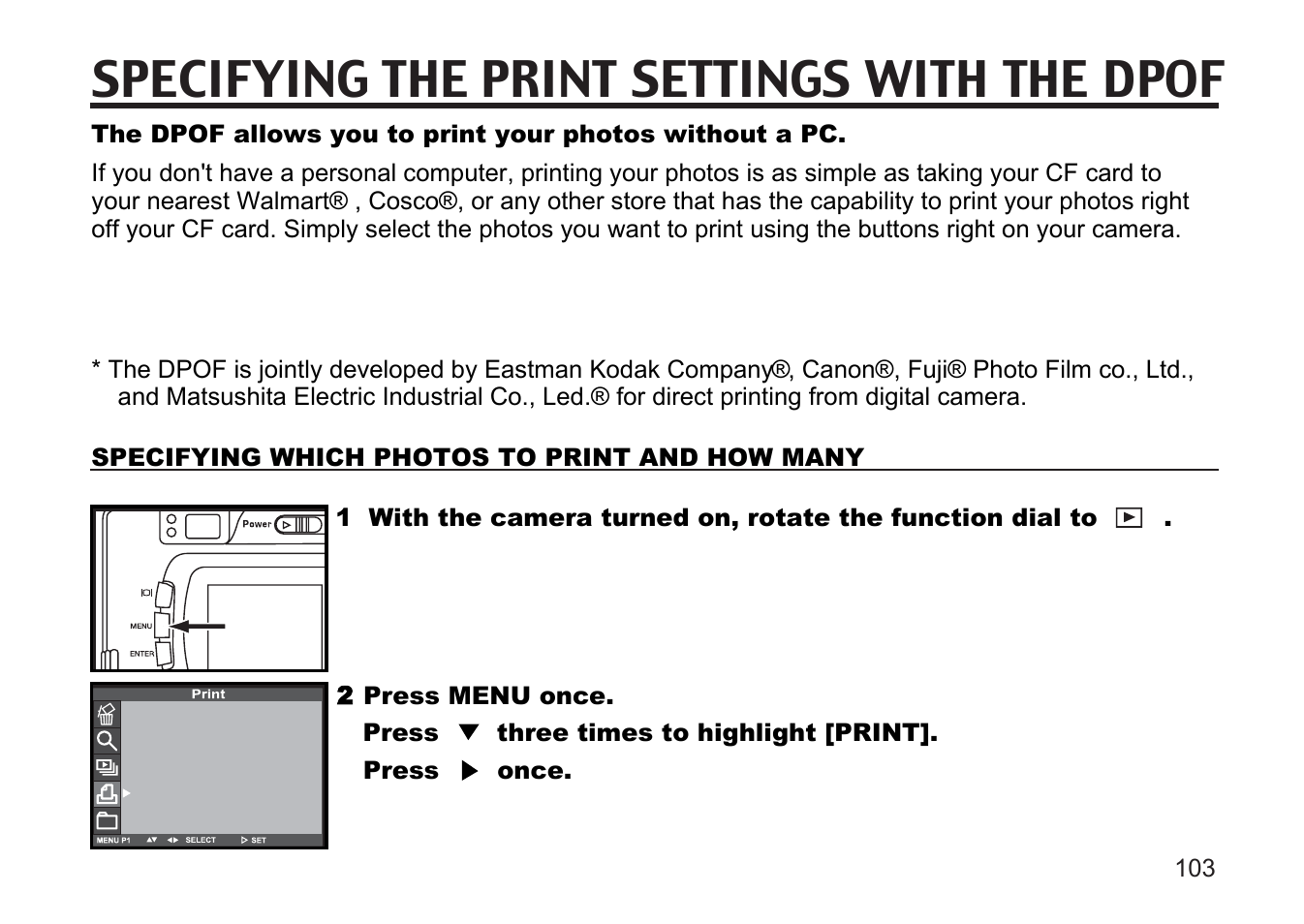 Specifying the print settings with the dpof | Argus Camera DC3810 User Manual | Page 103 / 164