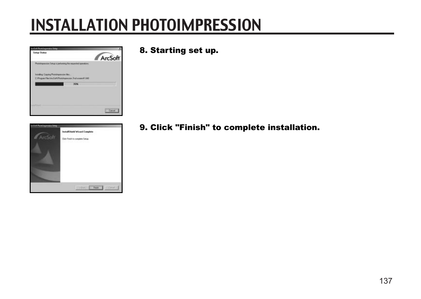 Installation photoimpression | Argus Camera DC3810 User Manual | Page 137 / 164