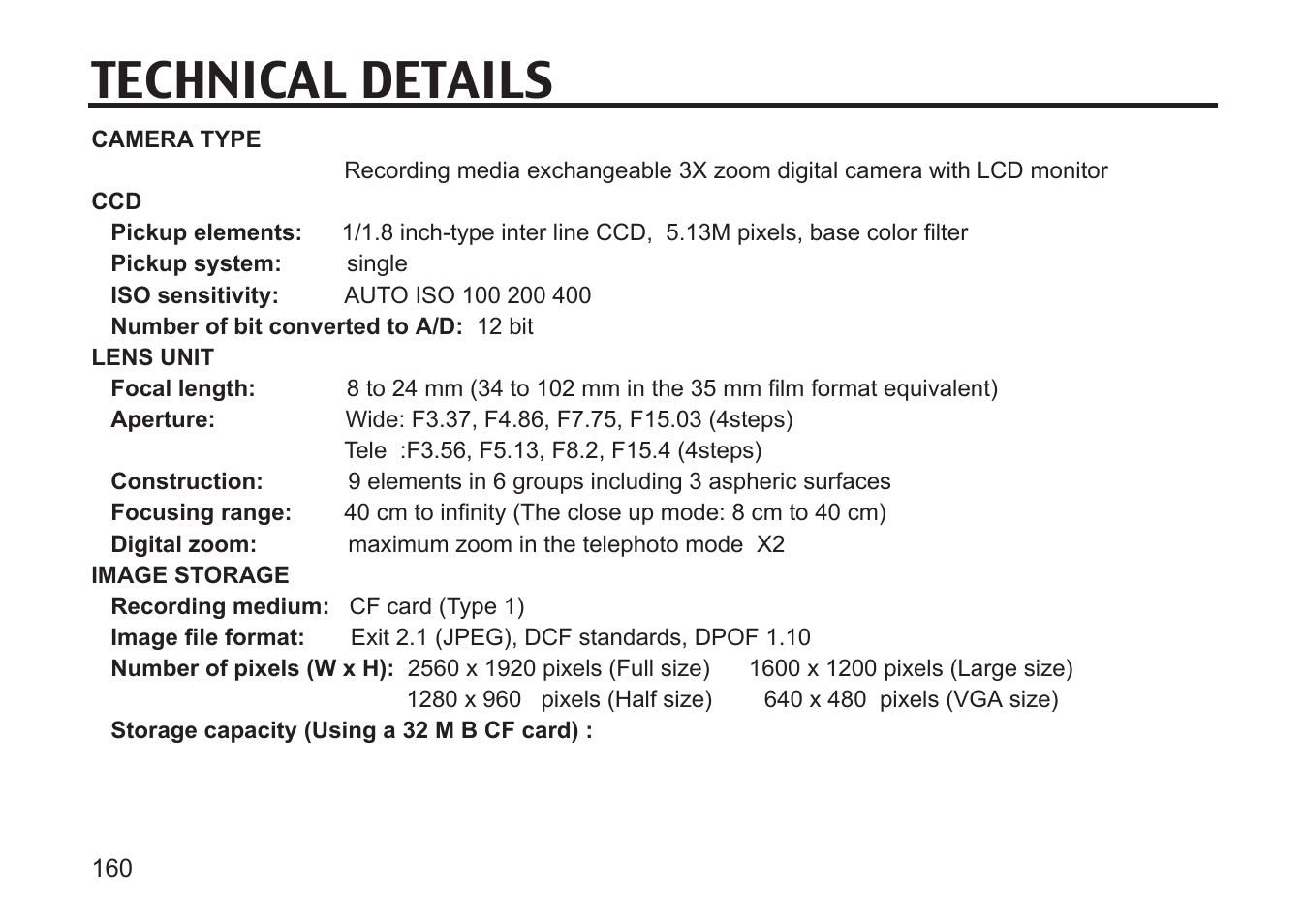 Technical details | Argus Camera DC3810 User Manual | Page 160 / 164