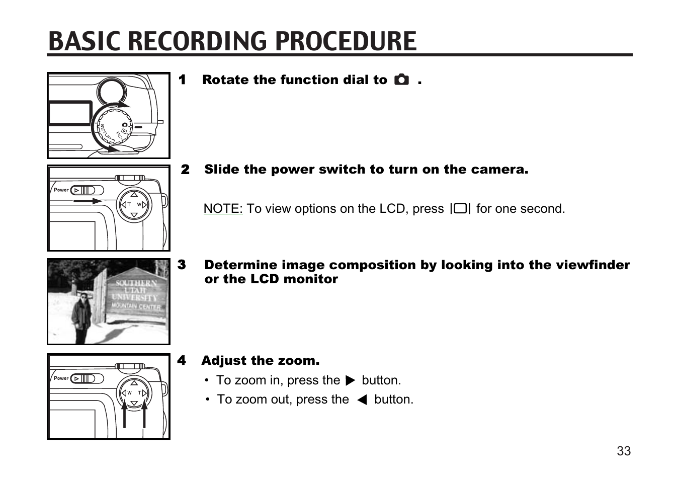 Basic recording procedure | Argus Camera DC3810 User Manual | Page 33 / 164