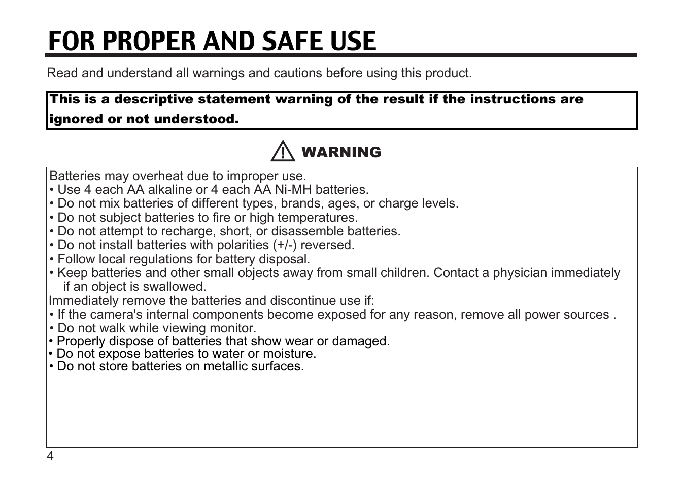 For proper and safe use | Argus Camera DC3810 User Manual | Page 4 / 164