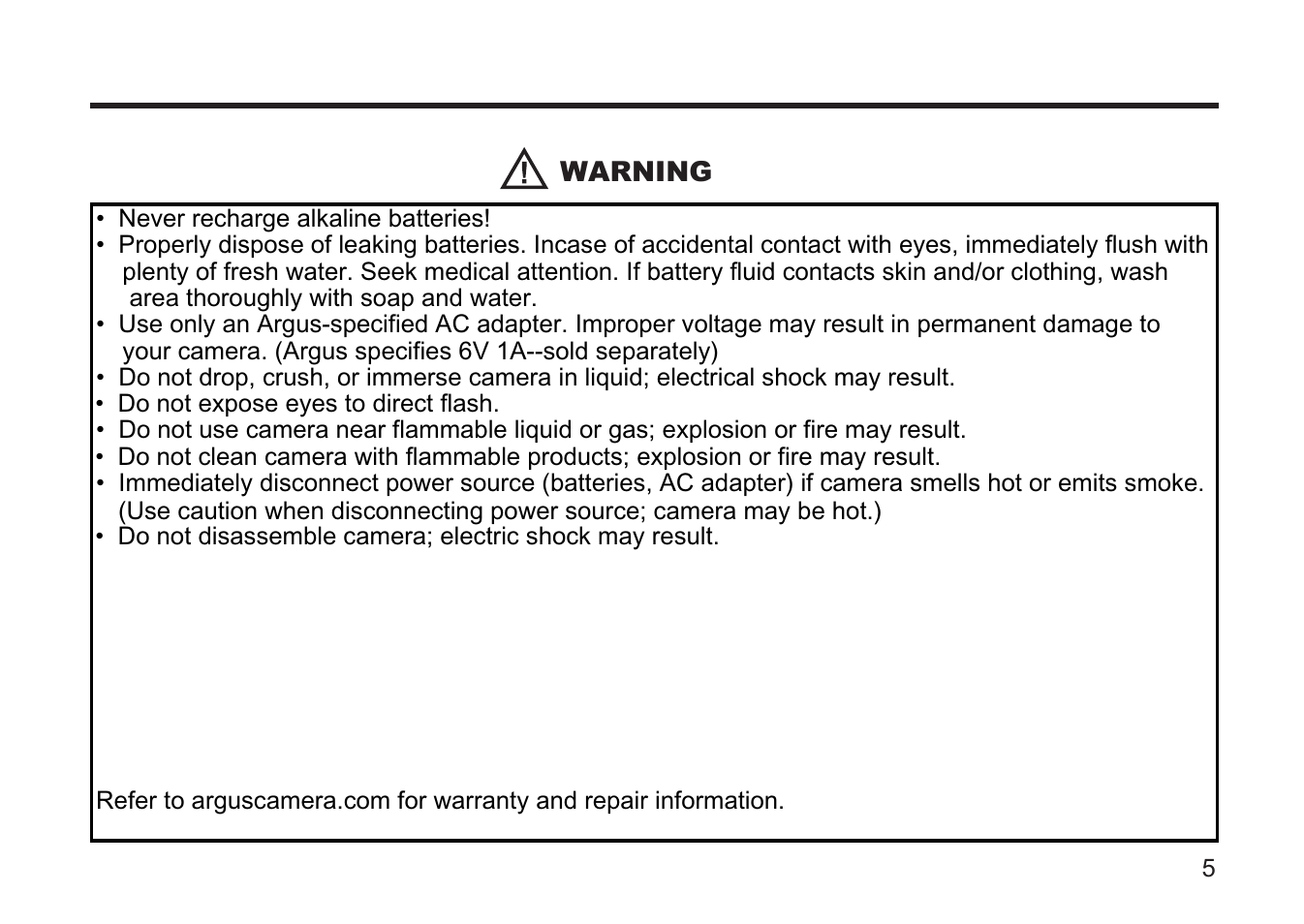 Argus Camera DC3810 User Manual | Page 5 / 164