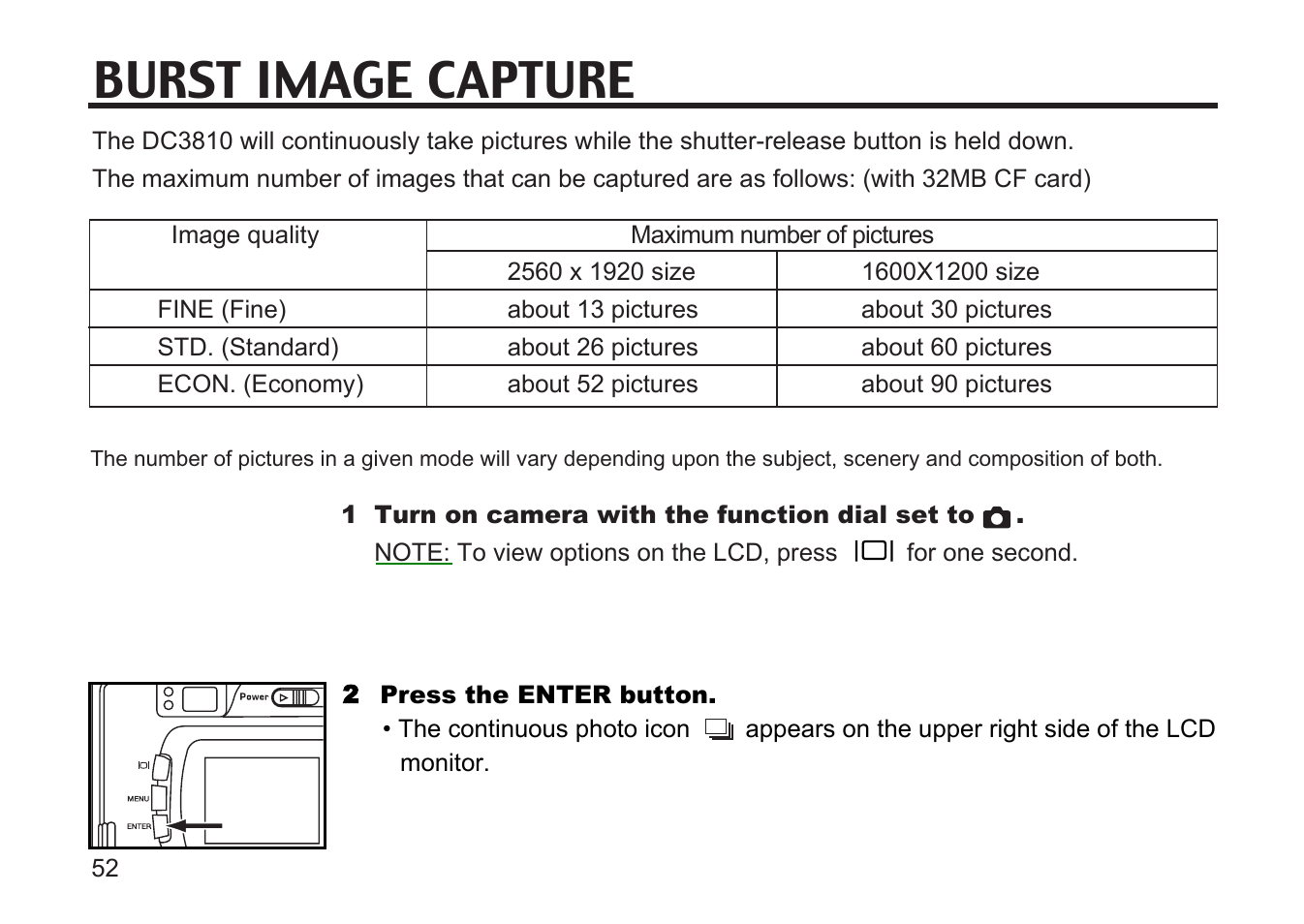 Burst image capture | Argus Camera DC3810 User Manual | Page 52 / 164