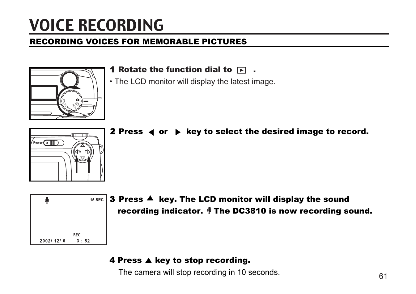 Voice recording | Argus Camera DC3810 User Manual | Page 61 / 164