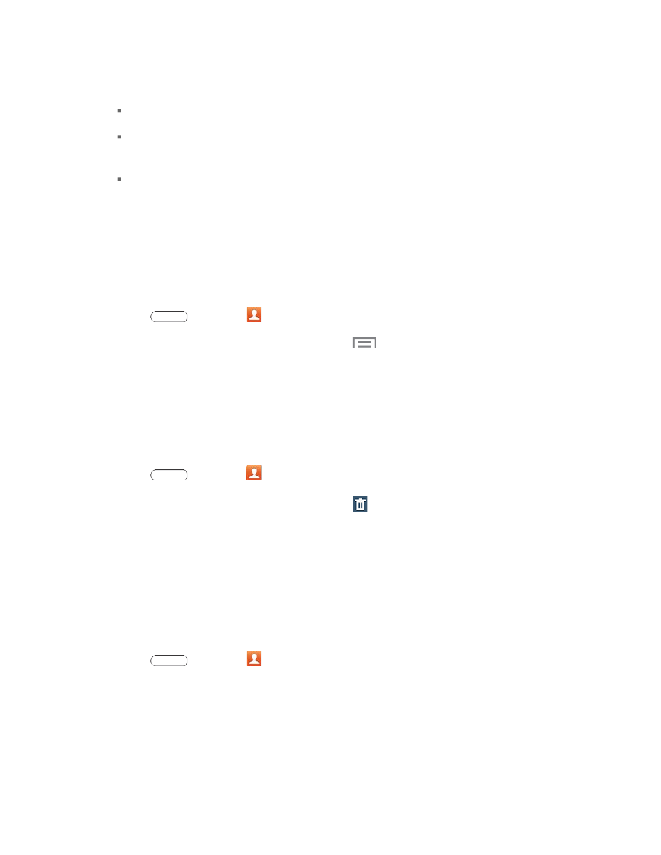Link a contact, Delete a contact, Add contacts to your favorites | Share a contact | Samsung SM-T217SZKASPR User Manual | Page 40 / 125