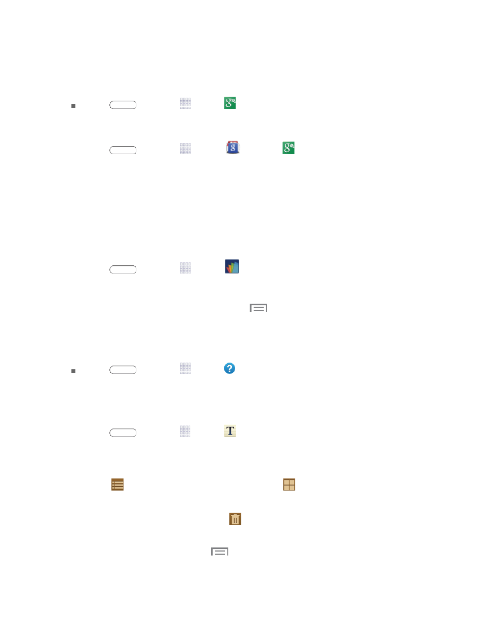 Google settings, Polaris office, Help | Memo | Samsung SM-T217SZKASPR User Manual | Page 84 / 125