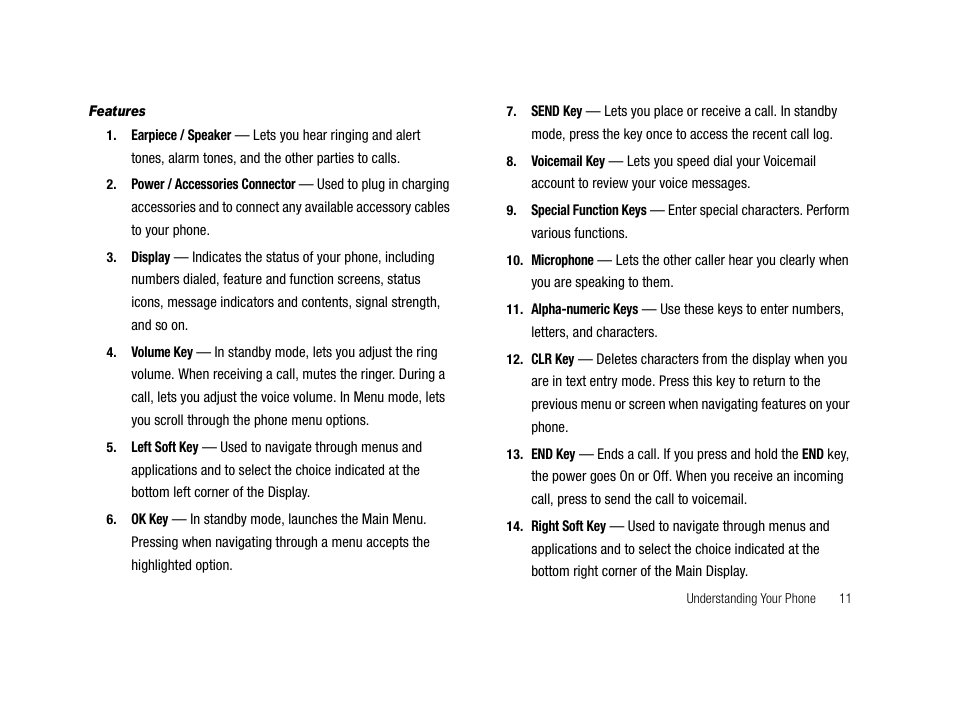 Features | Samsung SCH-R210LSACRI User Manual | Page 11 / 102