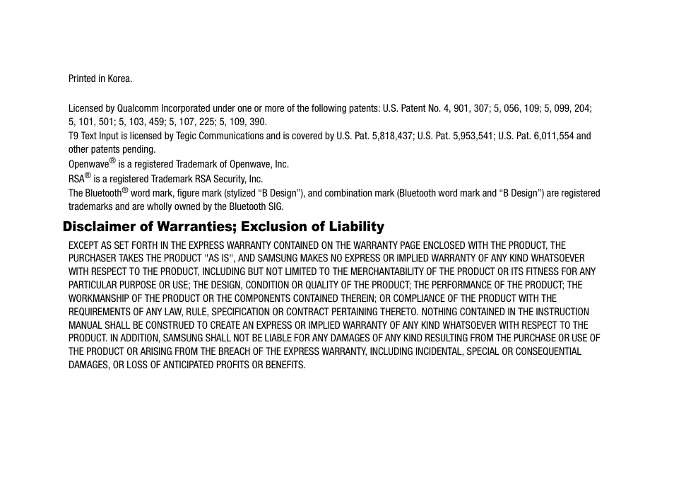 Disclaimer of warranties; exclusion of liability | Samsung SCH-R210LSACRI User Manual | Page 3 / 102