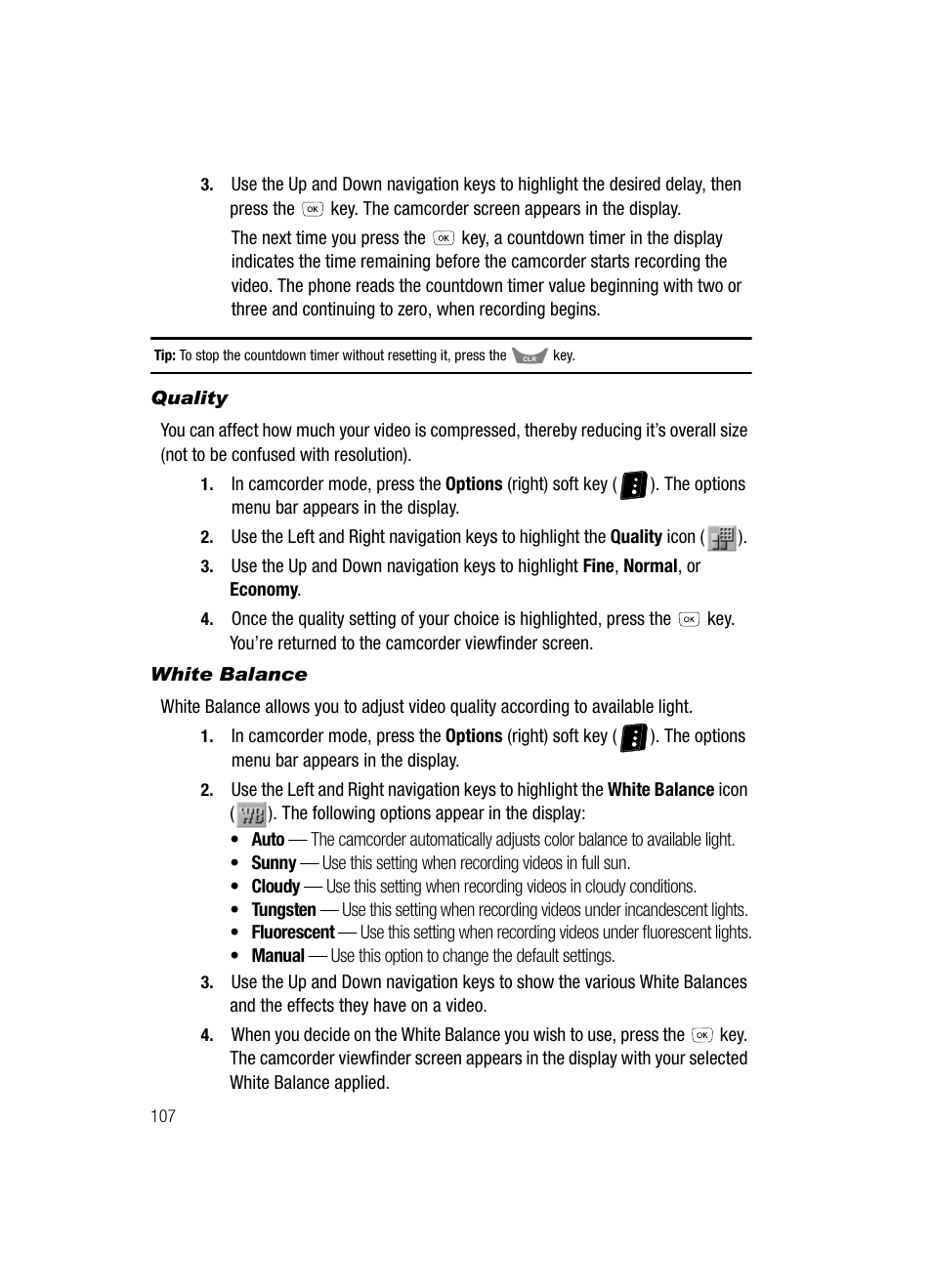 Quality, White balance | Samsung SCH-R610ZKAUSC User Manual | Page 110 / 188