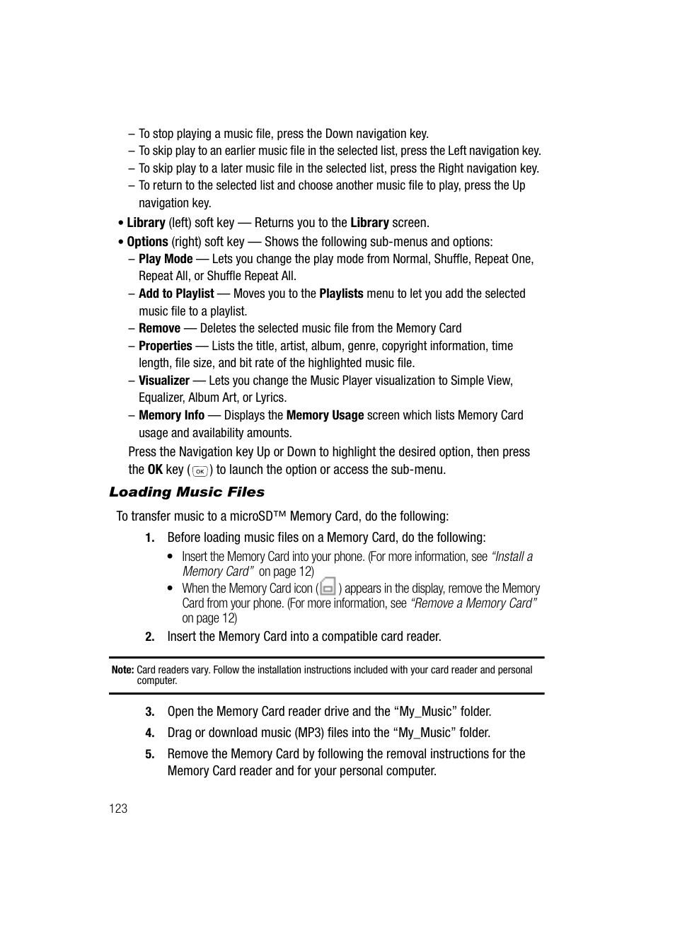Loading music files | Samsung SCH-R610ZKAUSC User Manual | Page 126 / 188