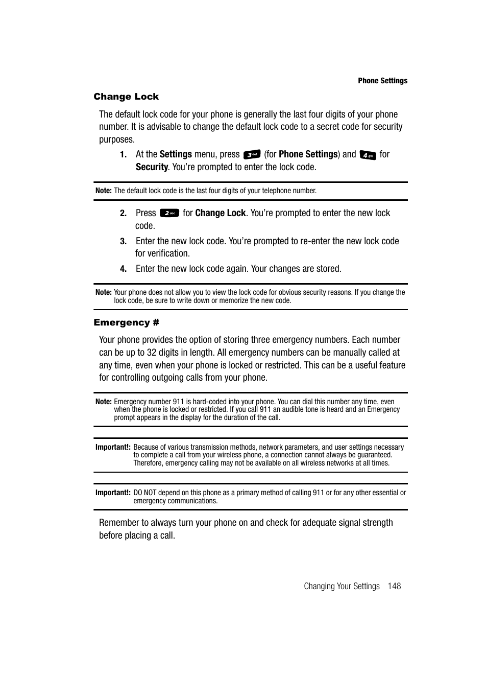 Change lock, Emergency | Samsung SCH-R610ZKAUSC User Manual | Page 151 / 188