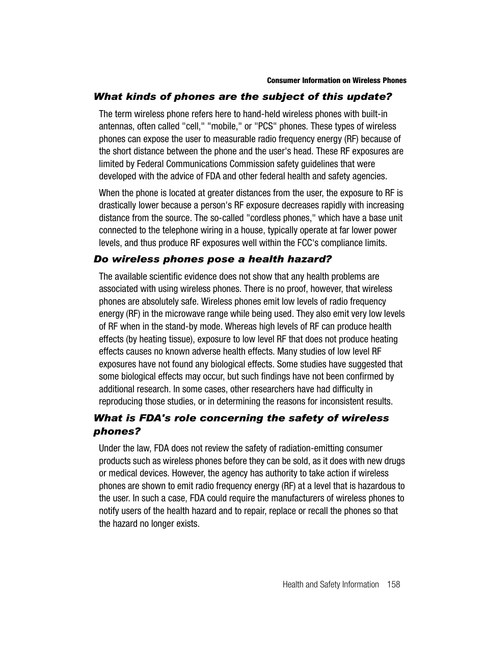 Do wireless phones pose a health hazard | Samsung SCH-R610ZKAUSC User Manual | Page 161 / 188
