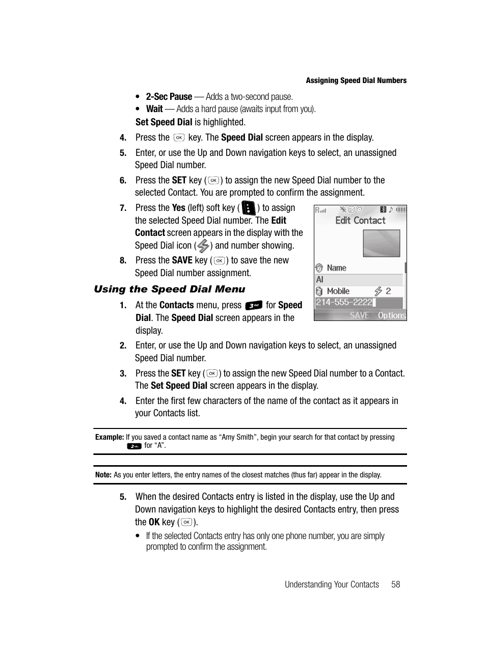 Using the speed dial menu | Samsung SCH-R610ZKAUSC User Manual | Page 61 / 188