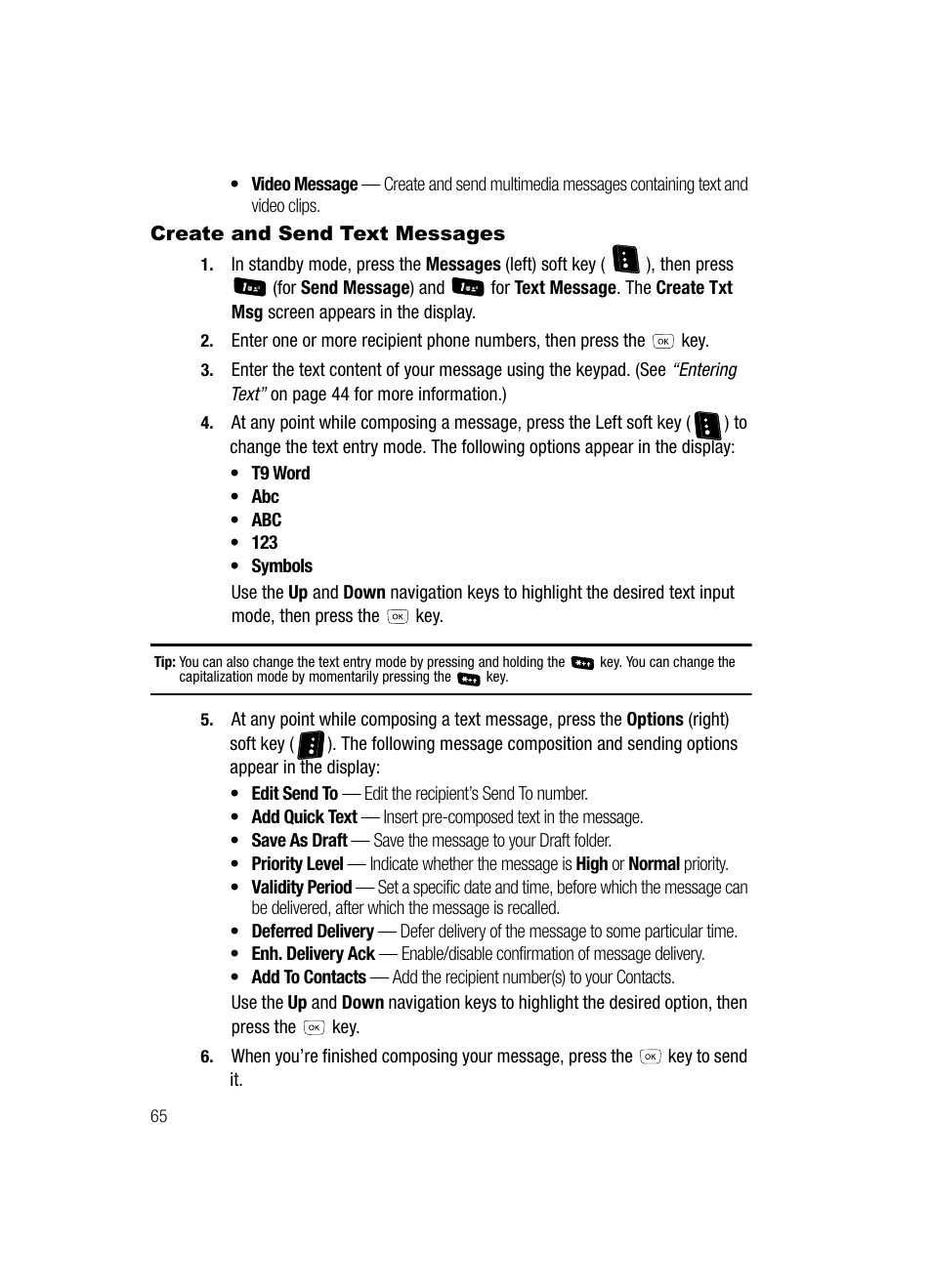 Create and send text messages | Samsung SCH-R610ZKAUSC User Manual | Page 68 / 188