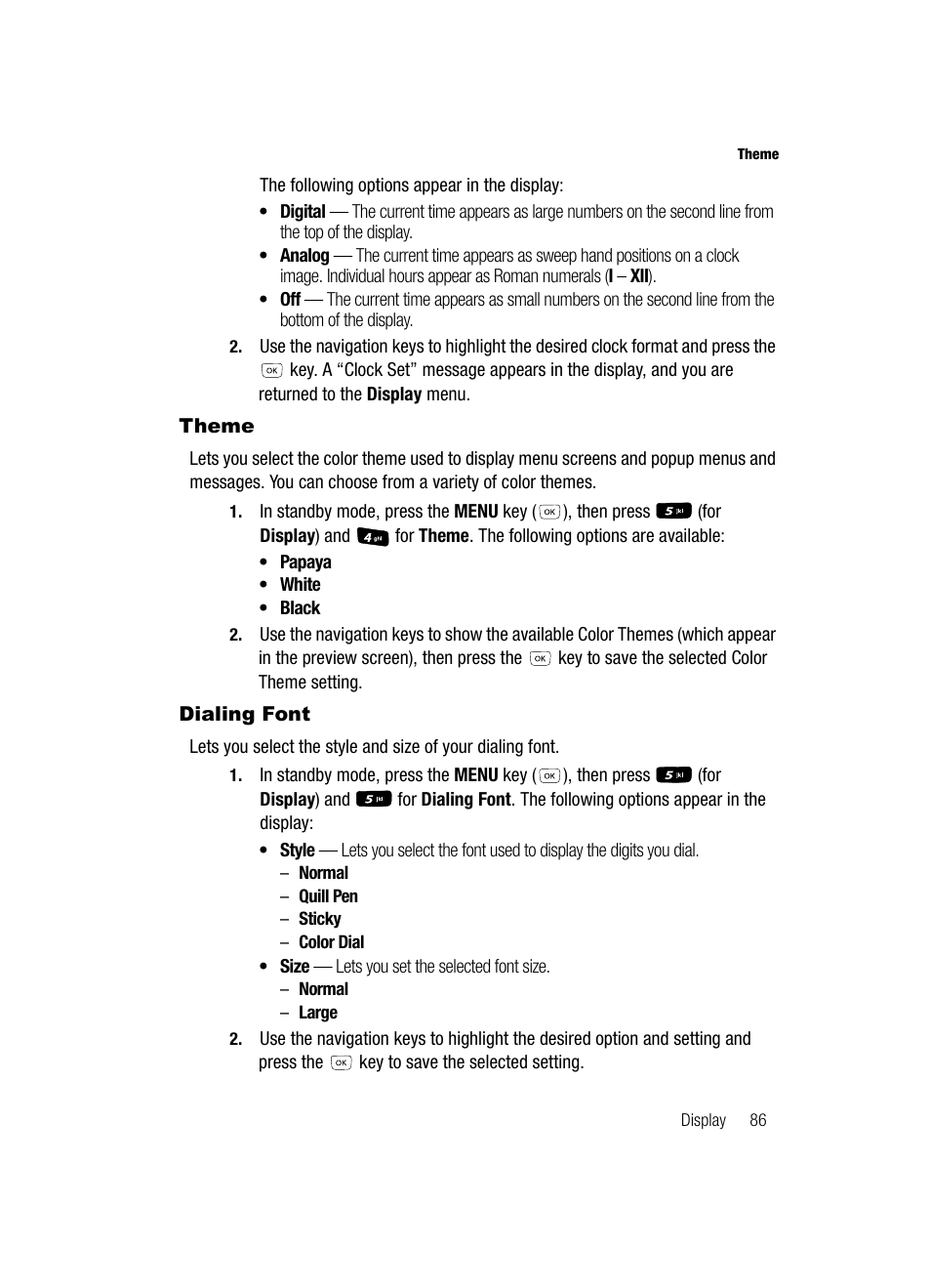 Theme, Dialing font, Theme dialing font | Samsung SCH-R610ZKAUSC User Manual | Page 89 / 188