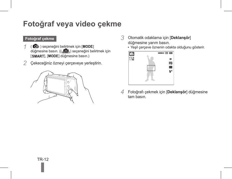 Fotoğraf veya video çekme | Samsung EC-PL90ZZBPAUS User Manual | Page 28 / 36