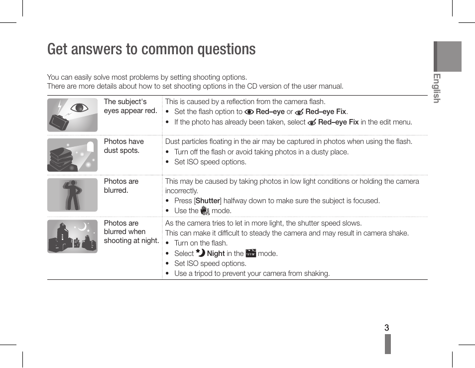 Get answers to common questions | Samsung EC-PL90ZZBPAUS User Manual | Page 3 / 36