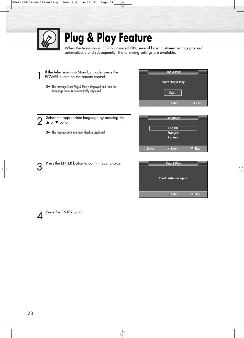 Plug & play feature | Samsung SPP4231KX-XAA User Manual | Page 28 / 104