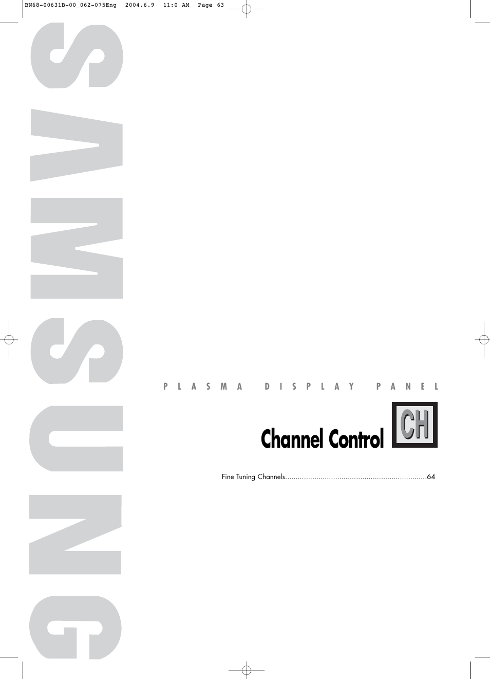 Channel control | Samsung SPP4231KX-XAA User Manual | Page 63 / 104